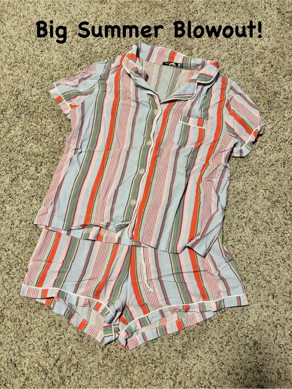 $5 When Bundled! Women’s Tart Intimates Striped Short Pajama Set - Multicolor - Picture 1 of 4